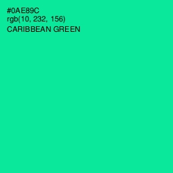 #0AE89C - Caribbean Green Color Image